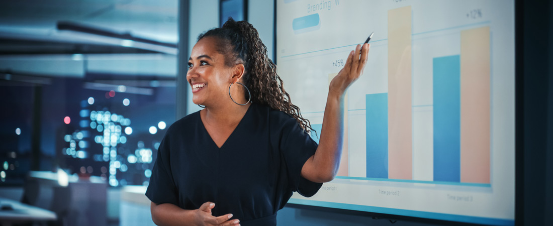 woman is doing a presentation